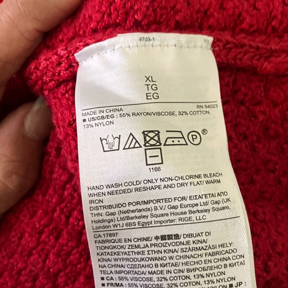 BANANA REPUBLIC Waffle knit crew neck red woman’s sweater size XL cotton‎ blend - Picture 5 of 7